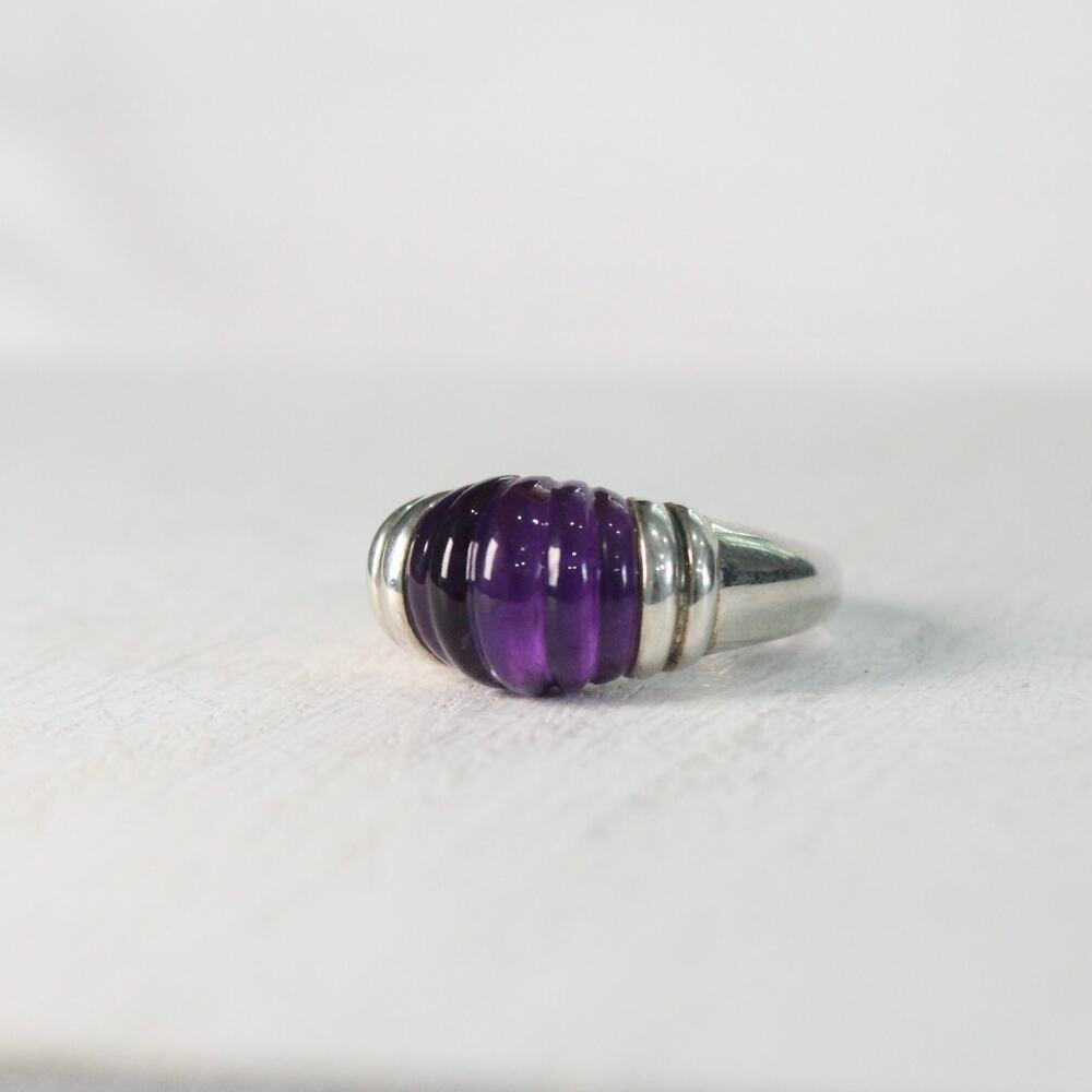 Michelle Albala Vintage Sterling Silver & Genuine Purple Amethyst Ring Size 6